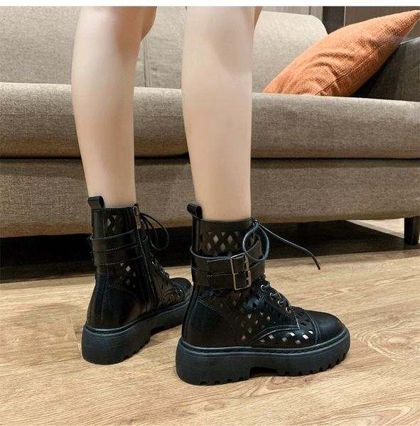new trend hollow design martin boots ventilation short boots high heel and thick sole simplicity fashion comfortable women shoes, Black
new trend hollow design martin boots ventilation short boots high heel and thick sole simplicity fashion comfortable women shoes, Black