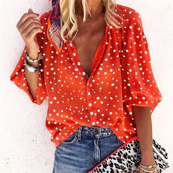 women fashion blouse dot print shirt for women 2021 autumn turn-down collar casual loose button female blouses, White
women fashion blouse dot print shirt for women 2021 autumn turn-down collar casual loose button female blouses, White