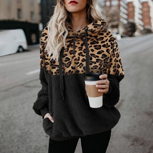 leopard patchwork hooded womens hoodies loose zipper women designer casual autumn winter long sleeve clothing, Black
leopard patchwork hooded womens hoodies loose zipper women designer casual autumn winter long sleeve clothing, Black
