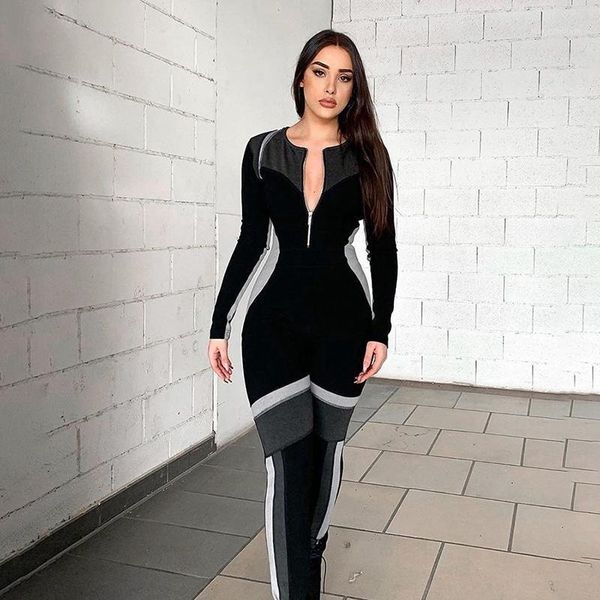 women's jumpsuits & rompers jumpsuit women's sports overalls 2021 spring fitness long sleeve zipper tracksuit elastic hight matchi, Black;white
women's jumpsuits & rompers jumpsuit women's sports overalls 2021 spring fitness long sleeve zipper tracksuit elastic hight matchi, Black;white