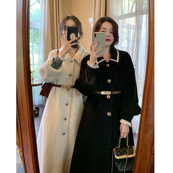 women's wool & blends how to wear a long woolen coat in hepburn style four-color "glass gem" fall/winter 2021, Black
women's wool & blends how to wear a long woolen coat in hepburn style four-color "glass gem" fall/winter 2021, Black