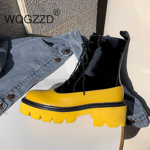 boots chaussures femme women's winter shoes genuine leather igh heels platform mixed color preppy style mid-calf mujer, Black
boots chaussures femme women's winter shoes genuine leather igh heels platform mixed color preppy style mid-calf mujer, Black