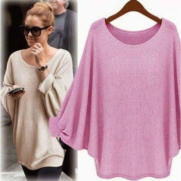 spring women's fashion sweater loosing o-neck rose red comfy1, White;black