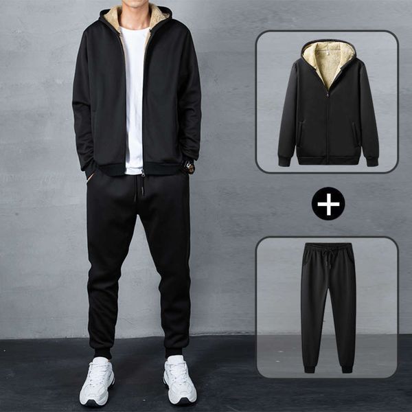 winter youth cashmere cardigan hooded jacket two piece plush casual sports suit men's, Gray
winter youth cashmere cardigan hooded jacket two piece plush casual sports suit men's, Gray