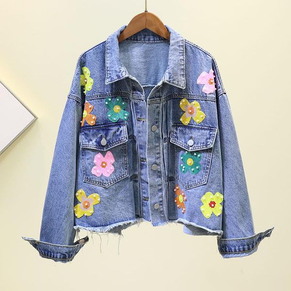 women's jackets 2021 denim jacket women coat three dimensional flowers pearl bead short jeans sequins loose overcoat female outwear, Black;brown
women's jackets 2021 denim jacket women coat three dimensional flowers pearl bead short jeans sequins loose overcoat female outwear, Black;brown