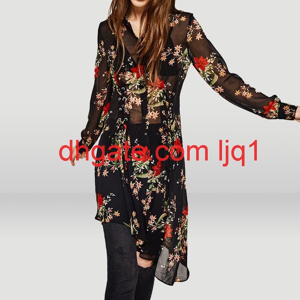 european and american flower print sexycasual micro-transmission straps design office irregular long shirt size s-2xl, White
european and american flower print sexycasual micro-transmission straps design office irregular long shirt size s-2xl, White