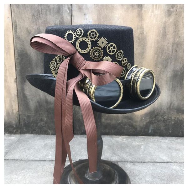 stingy brim hats fashion women handmade steampunk hat with gear glasses and ribbon stage magic bowler cosplay hat steampunk1, Blue;gray
stingy brim hats fashion women handmade steampunk hat with gear glasses and ribbon stage magic bowler cosplay hat steampunk1, Blue;gray