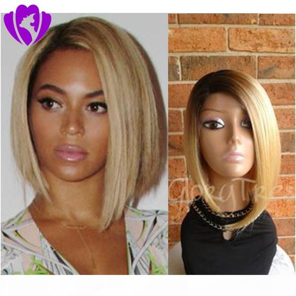 high temperature fiber ombre brown roots to light blonde bob wig side part heat resistant synthetic hair lace front wigs, Black
high temperature fiber ombre brown roots to light blonde bob wig side part heat resistant synthetic hair lace front wigs, Black