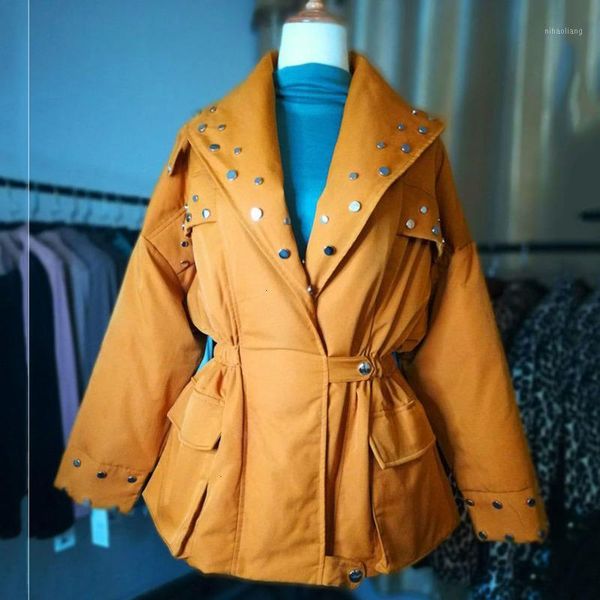 women's down & parkas 2021 winter korea heavy work rivet waist white duck jacket short paragraph one button women's clothing f6051, Black
women's down & parkas 2021 winter korea heavy work rivet waist white duck jacket short paragraph one button women's clothing f6051, Black