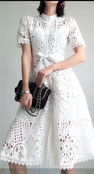 women vintage summer flower embroidery short sleeve hollow out lace midi dress elegant female sashes party dresses vestidos, Black;gray
women vintage summer flower embroidery short sleeve hollow out lace midi dress elegant female sashes party dresses vestidos, Black;gray