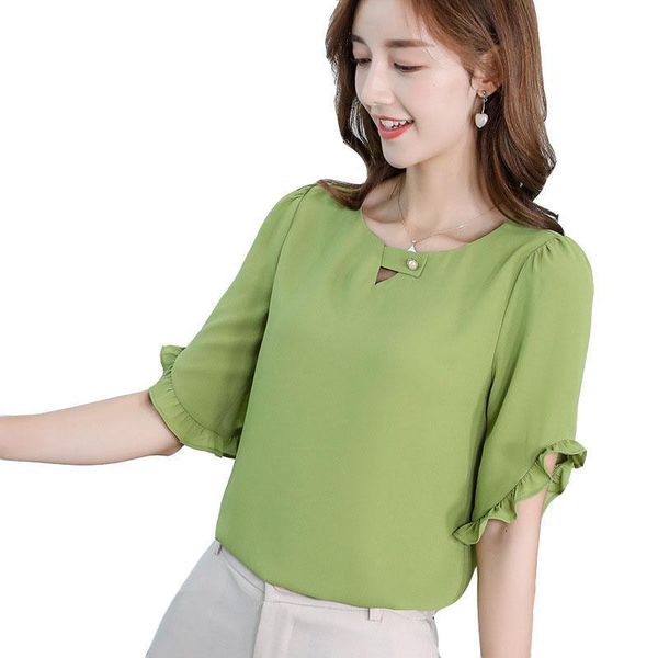 2021 new korean shirt women blouses spring summer shirts fashion street ruffle elegant office work slim green blusa, White
2021 new korean shirt women blouses spring summer shirts fashion street ruffle elegant office work slim green blusa, White