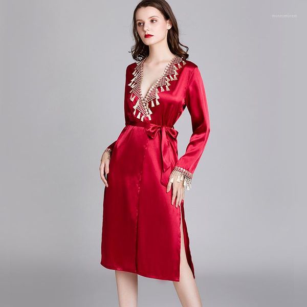 women's sleepwear satin burgundy nightwear gown silk gowns for women morning robe soft homewear long solid color split bathrobe1, Black;red
women's sleepwear satin burgundy nightwear gown silk gowns for women morning robe soft homewear long solid color split bathrobe1, Black;red