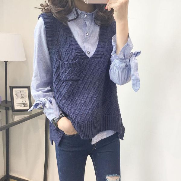 women's vests woman sweaters vest women's knitted v-neck sweater suit two-piece set femme chandails pull hiver1, Black;white
women's vests woman sweaters vest women's knitted v-neck sweater suit two-piece set femme chandails pull hiver1, Black;white