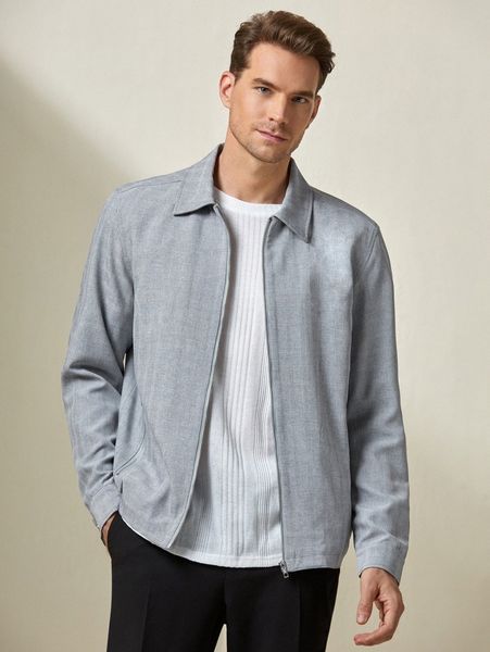 men zipper front slant pocket jacket l4yp#, Black;brown 
men zipper front slant pocket jacket l4yp#, Black;brown