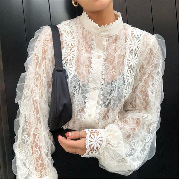 2021 New Fairy White Blouse Chic Cormorant Retro Style Palace Lace Sexy Turtlenecks Pearl Buds Loose Puff Shirts 9U54
2021 New Fairy White Blouse Chic Cormorant Retro Style Palace Lace Sexy Turtlenecks Pearl Buds Loose Puff Shirts 9U54