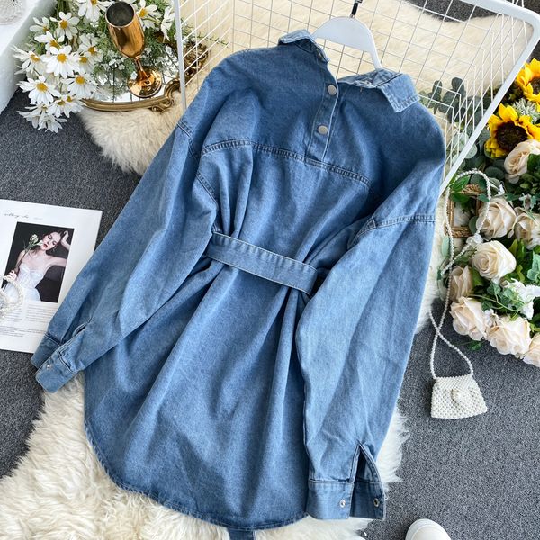 2021 spring summer women denim girly dress pocket with thin waistband only ladys breasted vintage dresses ph7c, Black;gray
2021 spring summer women denim girly dress pocket with thin waistband only ladys breasted vintage dresses ph7c, Black;gray