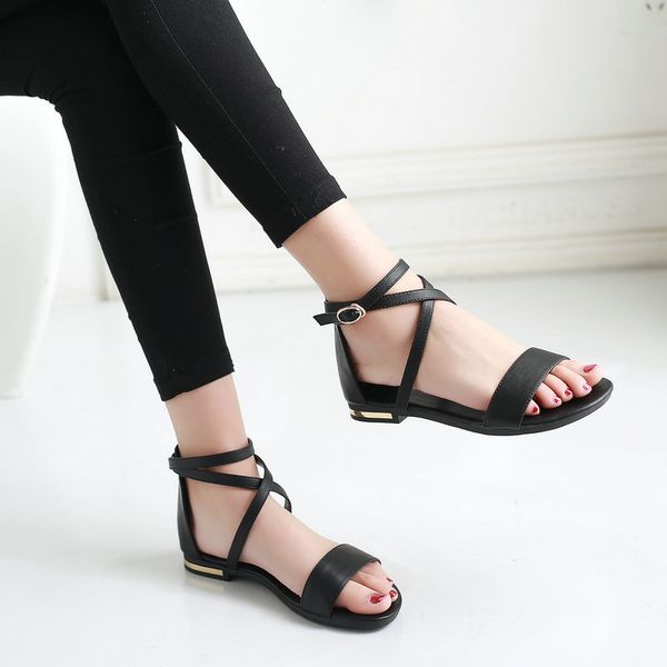 women sandals cow leather+pu round open-toed flat heel slingback buckle casual shoes simple fashion style size31-46 t200327, Black
women sandals cow leather+pu round open-toed flat heel slingback buckle casual shoes simple fashion style size31-46 t200327, Black