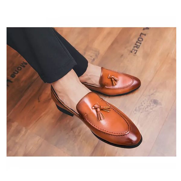 2020 new autumn british men mens one pedal korean trend hair stylist pointed-toe slip-on tassel slip-on casual leather shoes, Black
2020 new autumn british men mens one pedal korean trend hair stylist pointed-toe slip-on tassel slip-on casual leather shoes, Black