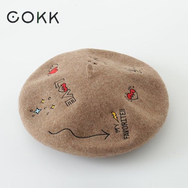 cokk autumn winter hats for women lady wool beret artist painter cap embroidery beret female england vintage boina feminina t200106, Blue;gray
cokk autumn winter hats for women lady wool beret artist painter cap embroidery beret female england vintage boina feminina t200106, Blue;gray
