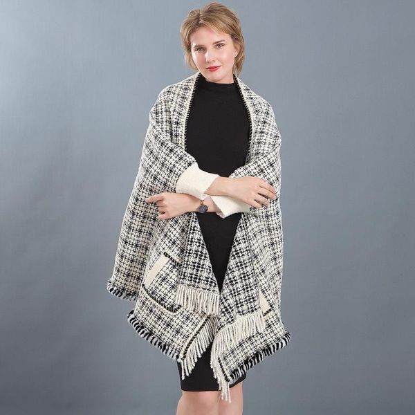 scarves style mink edge cashmere blended women's winter scarf cloak with sleeves shawl to keep warm and thick in, Blue;gray
scarves style mink edge cashmere blended women's winter scarf cloak with sleeves shawl to keep warm and thick in, Blue;gray