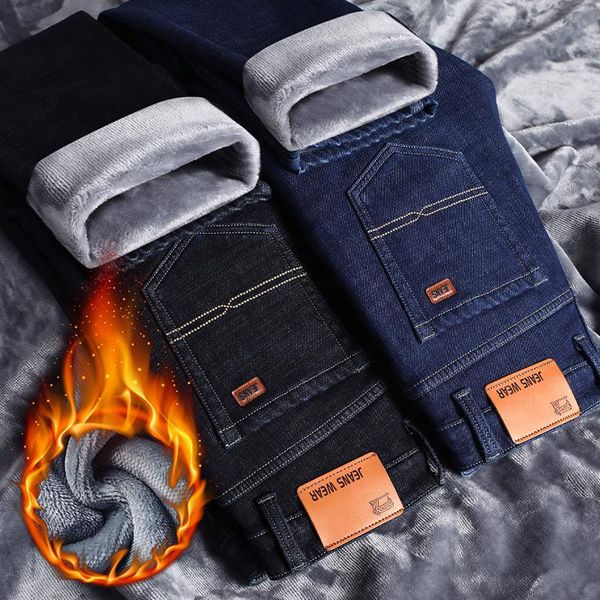 men's winter jeans blue fleece thickened warm black denim pants male business straight elasticity pants casual work trousers
men's winter jeans blue fleece thickened warm black denim pants male business straight elasticity pants casual work trousers