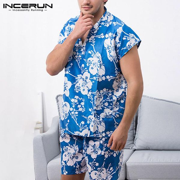 men's sleepwear incerun men pajamas sets homewear floral print casual short sleeve v neck t-shirt shorts male suit loose pyjamas s-5xl, Black;brown
men's sleepwear incerun men pajamas sets homewear floral print casual short sleeve v neck t-shirt shorts male suit loose pyjamas s-5xl, Black;brown