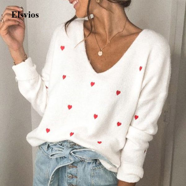 kawaii heart print knitted sweater women elegant v neck long sleeve knit jumper casual autumn winter pullover loose sweater, White;black
kawaii heart print knitted sweater women elegant v neck long sleeve knit jumper casual autumn winter pullover loose sweater, White;black