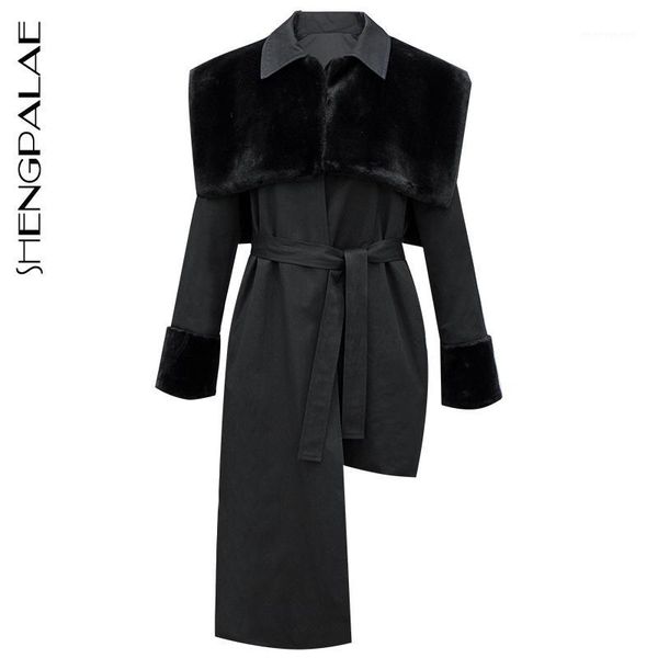 shengpalae loose fit warm irregular woolen belt spliced coat parkas new lapel long sleeve women fashion autumn winter 2019 fu4321, Black
shengpalae loose fit warm irregular woolen belt spliced coat parkas new lapel long sleeve women fashion autumn winter 2019 fu4321, Black