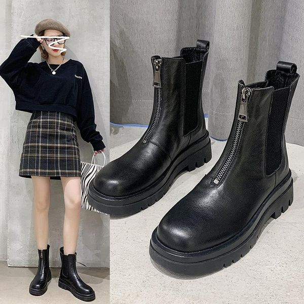 martin boots women's autumn / winter 2020 new british style leather leather front zipper, Black
martin boots women's autumn / winter 2020 new british style leather leather front zipper, Black