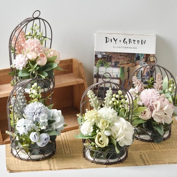 decorative flowers & wreaths iron art half bird cage wall hanging flower stand artificial bouquet ornament wedding decoration balcony home d
decorative flowers & wreaths iron art half bird cage wall hanging flower stand artificial bouquet ornament wedding decoration balcony home d