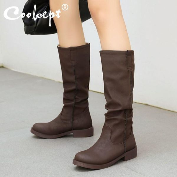 coolcept plus size 34-43 women knee boots flats round toe slip on shoes warm boots winter women fashion party footwear, Black
coolcept plus size 34-43 women knee boots flats round toe slip on shoes warm boots winter women fashion party footwear, Black