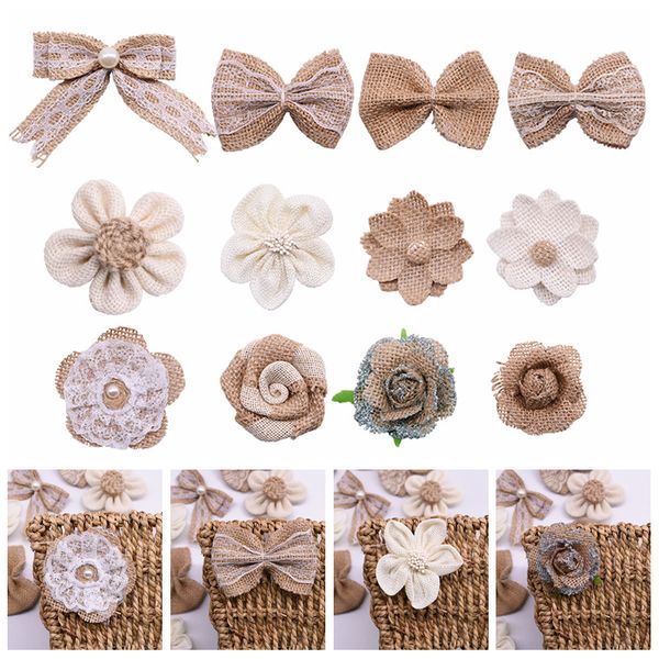5pcs/lot vintage hessian ribbon burlap bowknot for wedding christmas party diy craft decoration jute flower supplies
5pcs/lot vintage hessian ribbon burlap bowknot for wedding christmas party diy craft decoration jute flower supplies