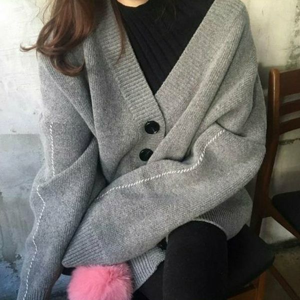 korean style women autumn sweater breasted buttons cardigan knitted jacket outwear female oversized sweaters 210218, White;black
korean style women autumn sweater breasted buttons cardigan knitted jacket outwear female oversized sweaters 210218, White;black