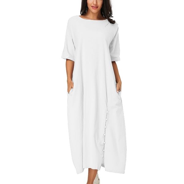 vintage mid-calf dress women summer casual loose o neck half sleeve solid vestidos elegant ladies pockets a-line dresses y200103, White;black
vintage mid-calf dress women summer casual loose o neck half sleeve solid vestidos elegant ladies pockets a-line dresses y200103, White;black