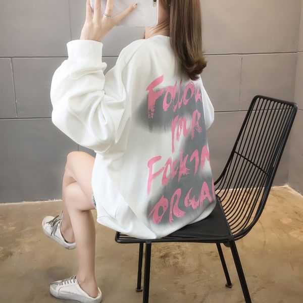 early autumn early autumn clothing korean 2020 new korean fashion letter gradual change medium and long women's wear round neck loose f, Black
early autumn early autumn clothing korean 2020 new korean fashion letter gradual change medium and long women's wear round neck loose f, Black