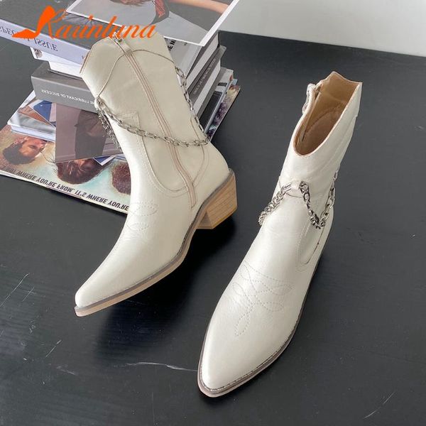 boots karin autumn ladies fashion elegant pointed toe chunky heels zipper chain women mid calf shoes, Black
boots karin autumn ladies fashion elegant pointed toe chunky heels zipper chain women mid calf shoes, Black