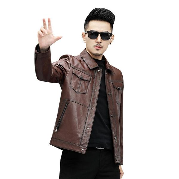 men's leather & faux coats for men style of smart casual long sized real cow jacket, Black
men's leather & faux coats for men style of smart casual long sized real cow jacket, Black