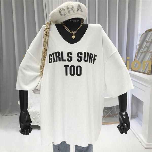 korean-style v-neck stretch cotton lettered short sleeve t-shirt female 2020 summer new style da ling kou loose versatile slimmi1, White
korean-style v-neck stretch cotton lettered short sleeve t-shirt female 2020 summer new style da ling kou loose versatile slimmi1, White