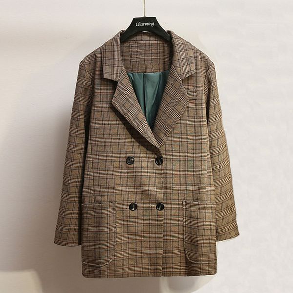 women's suit jacket 2019 autumn new slim large size check double-breasted suit ladies jacket casual women's clothing c1008, White;black
women's suit jacket 2019 autumn new slim large size check double-breasted suit ladies jacket casual women's clothing c1008, White;black