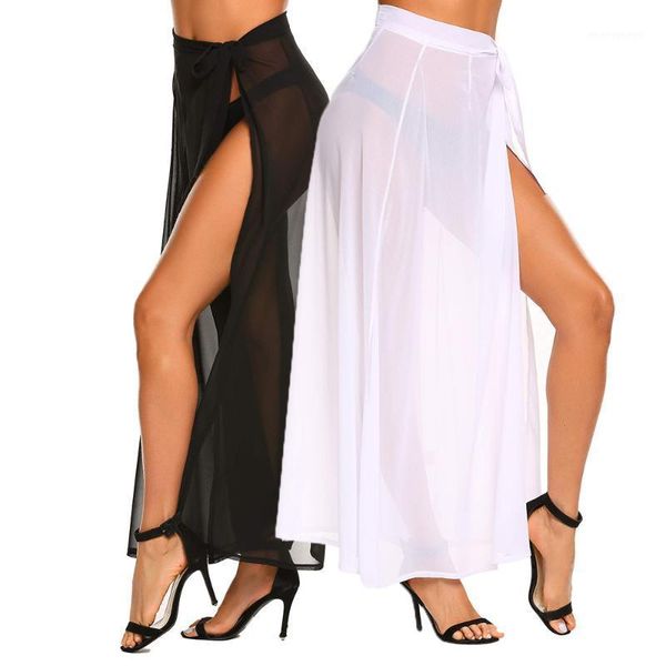 women's swimwear women swimsuit solid strap lace up skirt long side split bikini cover beach dress bathing suit ups wear1, White;black
women's swimwear women swimsuit solid strap lace up skirt long side split bikini cover beach dress bathing suit ups wear1, White;black
