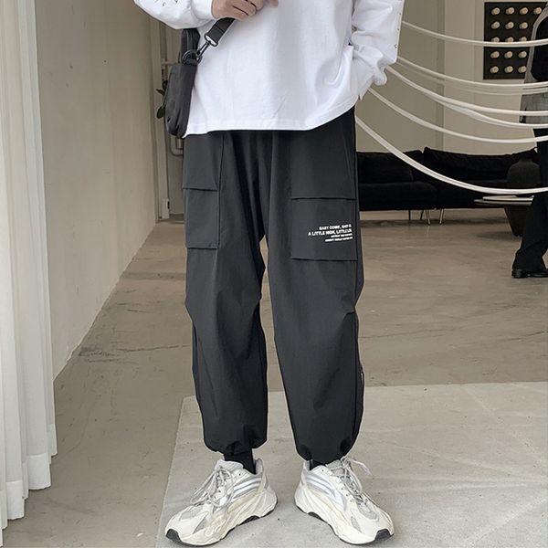 men's autumn and winter plush thickened functional overalls trendy drawstring leggings loose casual handsome straight pants, Black
men's autumn and winter plush thickened functional overalls trendy drawstring leggings loose casual handsome straight pants, Black