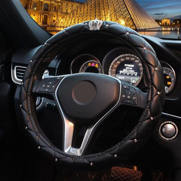 crystal steering wheel cover universal 15-inch steering wheel protector black pu leather bling bling rhinestone for female girls
crystal steering wheel cover universal 15-inch steering wheel protector black pu leather bling bling rhinestone for female girls
