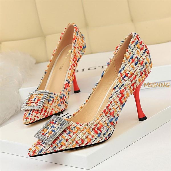 2020 new women 8cm high heels pumps stiletto fashion pointed toe bling crystal high heels thin heel dress shoes, Black