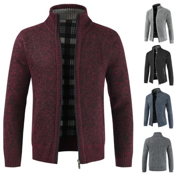 men's sweaters autumn winter men knitted sweater pockets plush warm slim cardigan coat, White;black
men's sweaters autumn winter men knitted sweater pockets plush warm slim cardigan coat, White;black