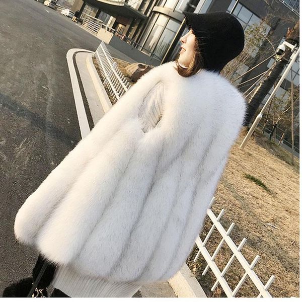 women's fur & faux korean style super fashion autumn/winter slim long section vest outerwear for women, Black
women's fur & faux korean style super fashion autumn/winter slim long section vest outerwear for women, Black