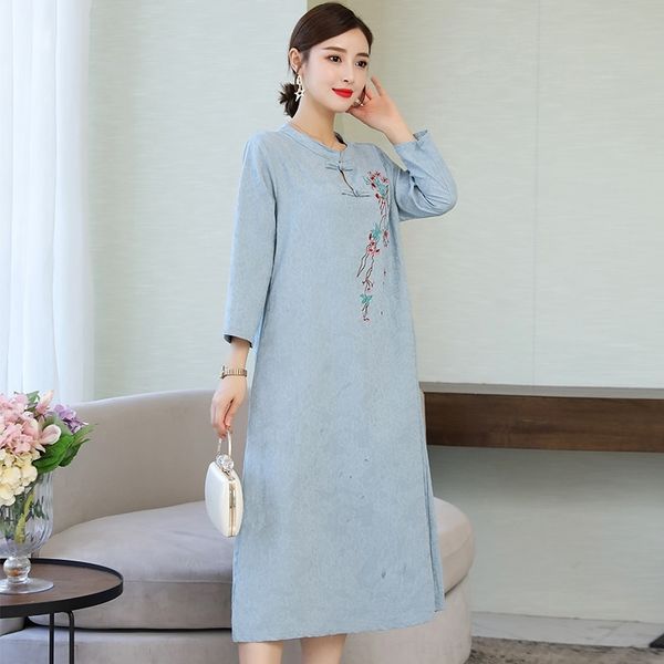osik3 2019 dressnational autumn embroidered chinese style cotton linen jacquard women'sethnic dress dress new dressstyle mid-length tea, Black;gray
osik3 2019 dressnational autumn embroidered chinese style cotton linen jacquard women'sethnic dress dress new dressstyle mid-length tea, Black;gray