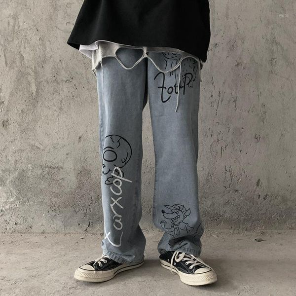 2021 new autumn and winter original retro harajuku street style cartoon simple printed loose jeans for men and women1, Blue
2021 new autumn and winter original retro harajuku street style cartoon simple printed loose jeans for men and women1, Blue
