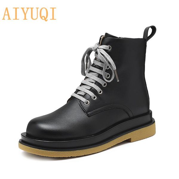 aiyuqi women autumn boots 2020 new genuine leather short boots women lace-up british style side motorcycle, Black
aiyuqi women autumn boots 2020 new genuine leather short boots women lace-up british style side motorcycle, Black
