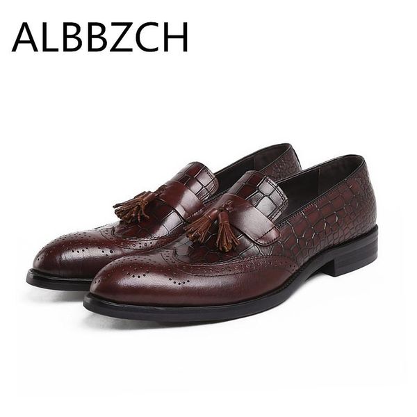 luxury carving design fashion tassel genuine leather men shoes brogue pointed toe slip on mens formal suit wedding dress shoes, Black
luxury carving design fashion tassel genuine leather men shoes brogue pointed toe slip on mens formal suit wedding dress shoes, Black