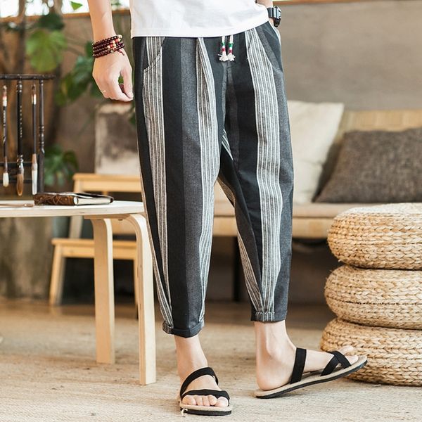 vx9bq spring 2020 new chinese style pants and cotton casual pantscotton linen chinos simple men's capris pants hemp stripe small feet c, Blue
vx9bq spring 2020 new chinese style pants and cotton casual pantscotton linen chinos simple men's capris pants hemp stripe small feet c, Blue